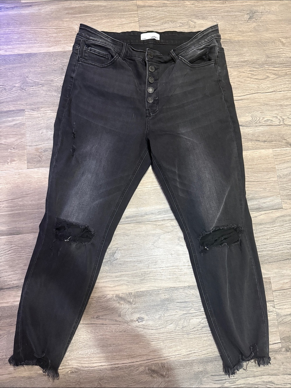 VERVET BY FLYING MONKEY Black Distressed Boyfriend Jeans